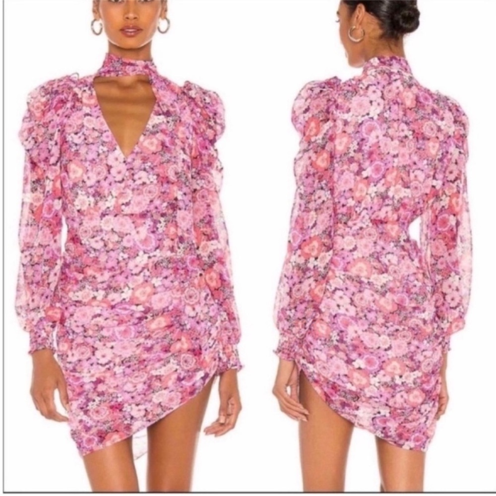 NWT For Love & Lemons Cheyenne Floral Long Sleeve Mini Dress - Picture 2 of 11